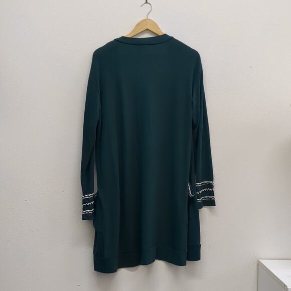 Amaryllis dark green embroidered long cardigan size L - Picture 5 of 5